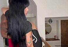 I deepthroat his big black cock after he helps me out