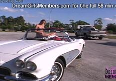 Naked Dream Girl Sits On Car Back In Public Traffic