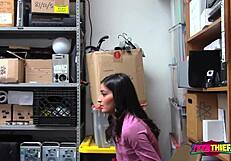 Officer Sticks Big Cock in Emily's Petite Pussy at Work