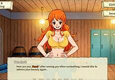 what's nami hiding under her outfit in lusty buccaneers parody ep 2? stripping for gold!