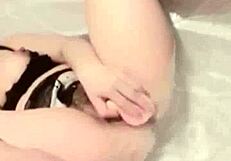 asian girl masturbates with dildo in bathroom!