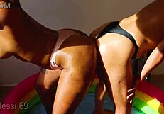 Hot Oiled Ebony Lesbians Humping Big Asses