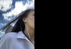 A hot wife sucks a stranger's cock on the street in a real pickup video