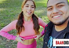 mexican teen stimulates clit in yoga then in bed