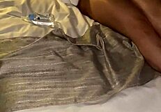 condom breaks during oil massage on big tits girlfriend, cuckold watching.