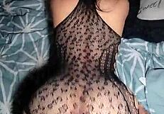 The brunette I hired yesterday has a beautiful ass in lingerie