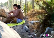 Risk turns Korin on as she gets drilled hard next to the public beach.