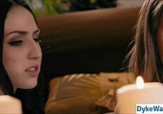 Three busty lesbians engage in some sorcery sex.