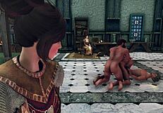 Three Men Anal Fuck Indoors in Cartoon Game