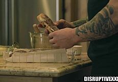 Gay buff brings his neighbor a cum filled donut muscular gays