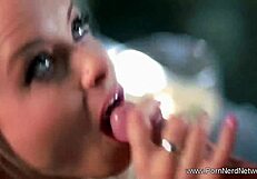 slow and sensual cfnm blowjob turns intense with gagging and choking
