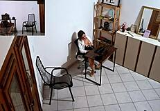 horny secretary masturbates then fucks harassing client on desk