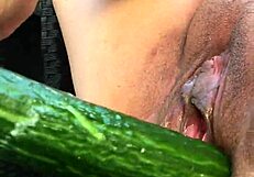 Asian mature wife masturbates outside with sensual foot play