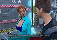 First kiss with redhead Haylee in space