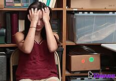 I Can’t Believe How This Perfect Titted Teen Shoplifter Handles That Monster Cock at Work!