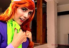 Daphne gets down on her knees, sucking cock to solve the mystery.