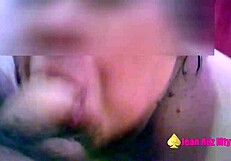 Married woman gives blow job to a hirsute man