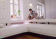 Belgian Model Hired For Photos Gets Passionately Fucked All Over Her Living Room With Big Natural Tits And Kissing