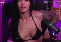 is she stripping in lingerie for lesbian fun