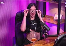 is she stripping in lingerie for lesbian fun