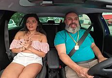 lolla lollynha hops in the car and drives ted wild with desire to screw.