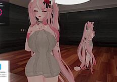 catgirl gets vibed and fucked while simps tease her to cum