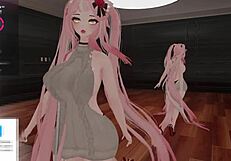 catgirl gets vibed and fucked while simps tease her to cum