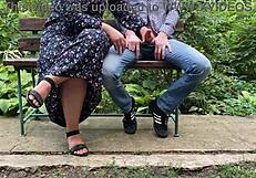 can you imagine a chubby milf mother in law giving a kinky handjob outdoors in the public park while amateurs watch?