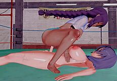 a 3d hentai girl with big tits and ass enjoys sex