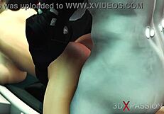 Sexy Cuffed Blonde Taken by Shemale Cyborg in Sci-Fi Lab