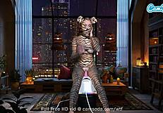 Pussy cat masturbates on webcam