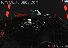 Sexy Cuffed Blonde Taken by Shemale Cyborg in Sci-Fi Lab