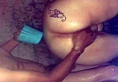 Natural tits bouncing while I fuck her in the bathroom