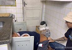The plumber who was working on the pipes next door came in and gave the best service
