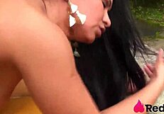 Alessandra Marques grabs big cock in pool for anal sex.