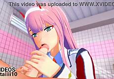 Zero Two Performs Blowjob In Hentai Anime