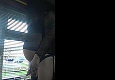 Holy Cow, Bisexual Crossdresser Milked Publicly by Window in Homemade Clip!