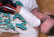 Hot Gay Stud Worships Feet with Blowjob and Ass Play