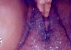 Ebony Lesbian Squirts Passionately During Creampie Cumshot.