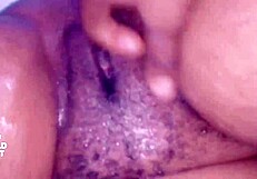 Ebony Lesbian Squirts Passionately During Creampie Cumshot.