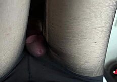 i'm fucking her thighs in pantyhose up close, moaning as i cum all over, it's so extreme!