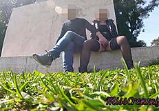 Public park fun with squirting teacher and her students