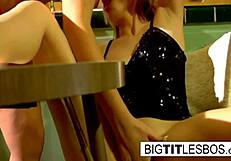 Katie and Alison lick and tease big tits