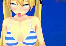 Marie Rose in Bikini Engages in Beach Sex in DOA 3D Cartoon Fantasy
