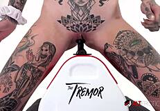 tattooed amber luke experiences the tremor ride for the first time, feeling every sensation