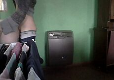 Latina milf drilled hard in kitchen near heater