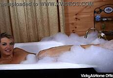 Vicky Vette's Big Tits and Clit in Bubble Bath