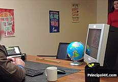 MILF In Lingerie Seduces Head Teacher At Office With Deepthroat Blowjob!