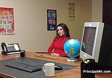 MILF In Lingerie Seduces Head Teacher At Office With Deepthroat Blowjob!