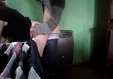 Latina milf drilled hard in kitchen near heater